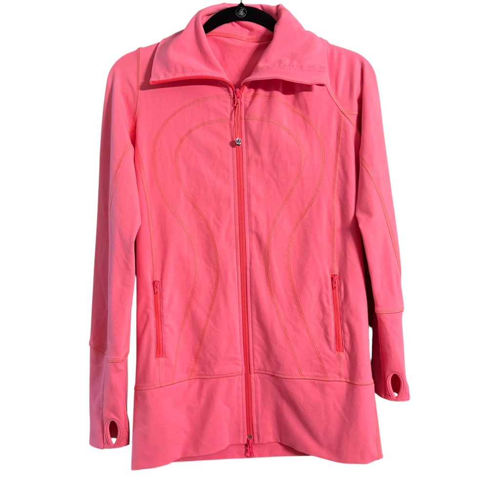 Lululemon Define Jacket Neon Pink Size 6 Full Zip Luon Yoga Activewear Flaw